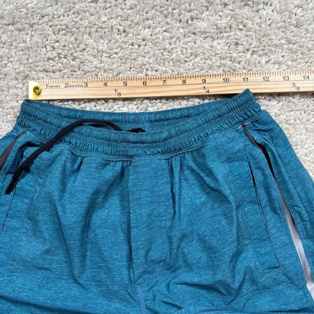 Lululemon Mens Athletic Shorts‎ Teal Blue Zipper Pockets Drawstring Size M